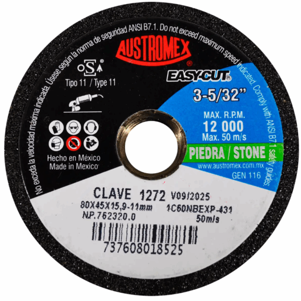 COPA ABRASIVA 80X45X15.9-11MM (3-5/32) P/DESBASTE, G-60 EASY-CUT, AUSTROMEX - Image 2