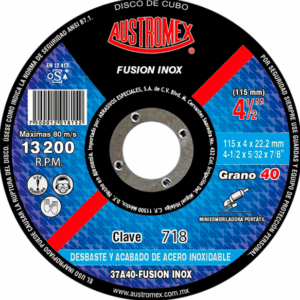 DISCO DE DESBASTE 4 1/2 X 1/4 ACE. INOX AUSTROMEX