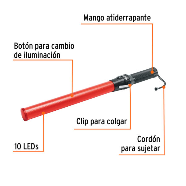 Bastón luminoso de 53 cm con luz LED y clip para cinturón - Image 3