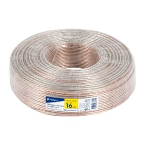 Rollo 100 m cable polarizado transparente p/bocina 16 AWG