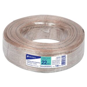 Rollo 100 m cable polarizado transparente p/bocina 22 AWG