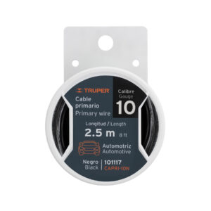 CARRETE CON 2.5M DE CABLE PRIMARIO NEGRO CALIBRE 10, TRUPER