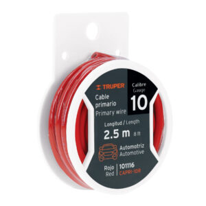 CARRETE CON 2.5M DE CABLE PRIMARIO ROJO CALIBRE 10 , TRUPER