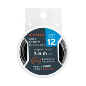 CARRETE CON 3.5M DE CABLE PRIMARIO NEGRO CALIBRE 12 , TRUPER