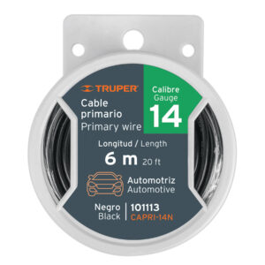 CARRETE CON 6M DE CABLE PRIMARIO NEGRO CALIBRE 14 , TRUPER
