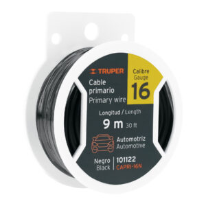 CARRETE CON 9M DE CABLE PRIMARIO NEGRO CALIBRE 16 , TRUPER