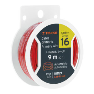 CARRETE CON 9M DE CABLE PRIMARIO ROJO CALIBRE 16 , TRUPER