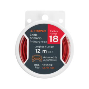 CARRETE CON 12M DE CABLE PRIMARIO ROJO CALIBRE 18 , TRUPER