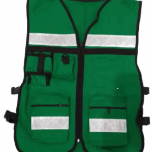 CHALECO BRIGADISTA C/REFLEJANTE Y BOLSAS VERDE BANDERA