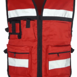 CHALECO BRIGADISTA C/REFLEJANTE Y BOLSAS ROJO
