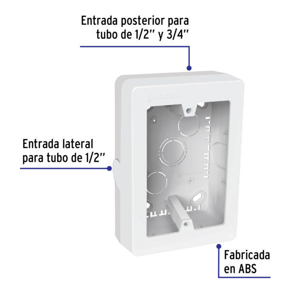 Caja de contactos p/canaleta 3" x 5", blanca, Volteck - Image 2