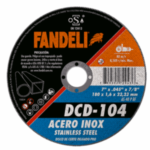 DISCO DE CORTE 7" X 1/16 X 7/8 (ACERO INOX) DCD-104 FANDELI