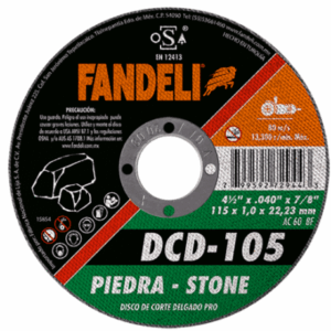 DISCO DE CORTE DELGADO 4-1/2 X 7/8 (PIEDRA-STONE) DCD-105 FANDELI