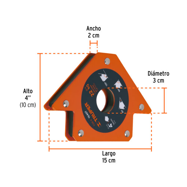 Escuadra magnética 4" para soldar, capacidad 22 kg, TRUPER - Image 2