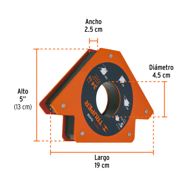 Escuadra magnética 5" para soldar, capacidad 34 kg, TRUPER - Image 2
