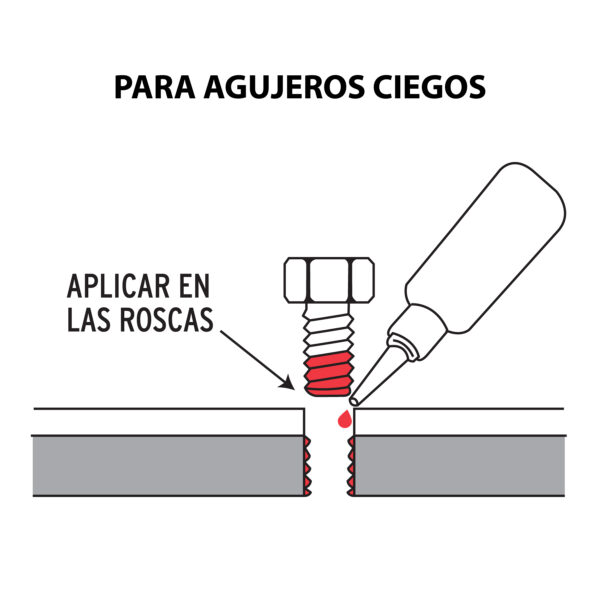 Fijador de roscas, permanente, 10 ml, rojo, Truper - Image 3