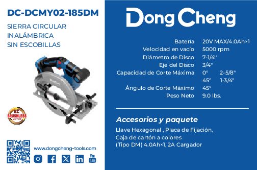 SIERRA CIRCULAR INALAMBRICA SIN CARBONES 20V MAX/4.0Ahx1 7' x 3/4" 5000 RPM - Image 2