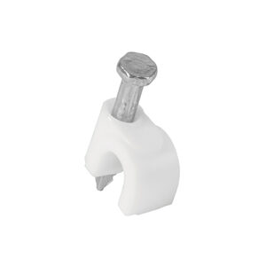 Bolsa c/20 grapas blancas 6 mm p/cable redondo.
