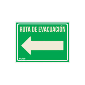 Letrero de señalización "RUTA EVACUACIÓN IZQUIERDA" 21x28 cm