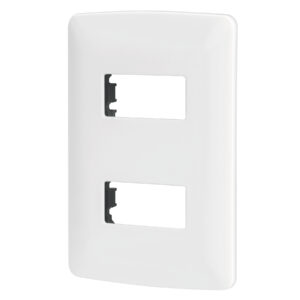 Placa 2 módulos de ABS, línea Italiana, color blanco