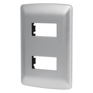 Placa 2 módulos de ABS, línea italiana, color plata
