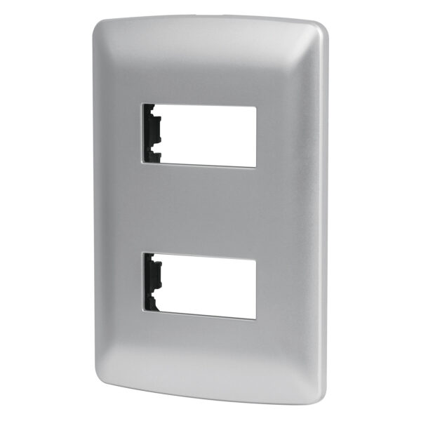 Placa 2 módulos de ABS, línea italiana, color plata