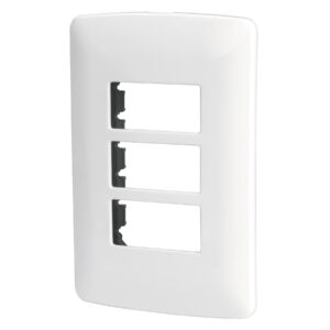 Placa 3 módulos de ABS, línea Italiana, color blanco