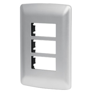 Placa 3 módulos de ABS, línea italiana, color plata