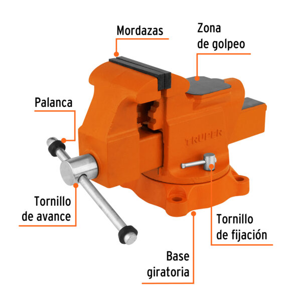Tornillo de banco 4" uso industrial de hierro nodular - Image 3