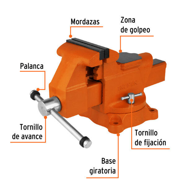 Tornillo de banco 5" uso industrial de hierro nodular - Image 3