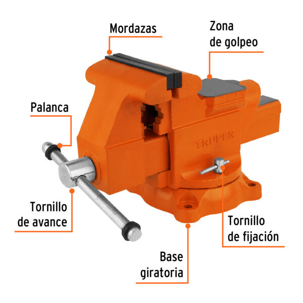 Tornillo de banco 6" uso industrial de hierro nodular - Image 3