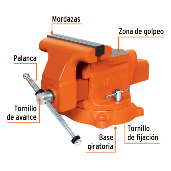 Tornillo de banco 8" uso industrial de hierro nodular - Image 3