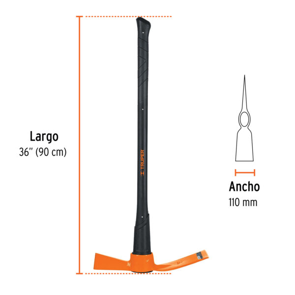 Talacho-hacha 5 lb, mango fibra de vidrio 36", Truper - Image 2