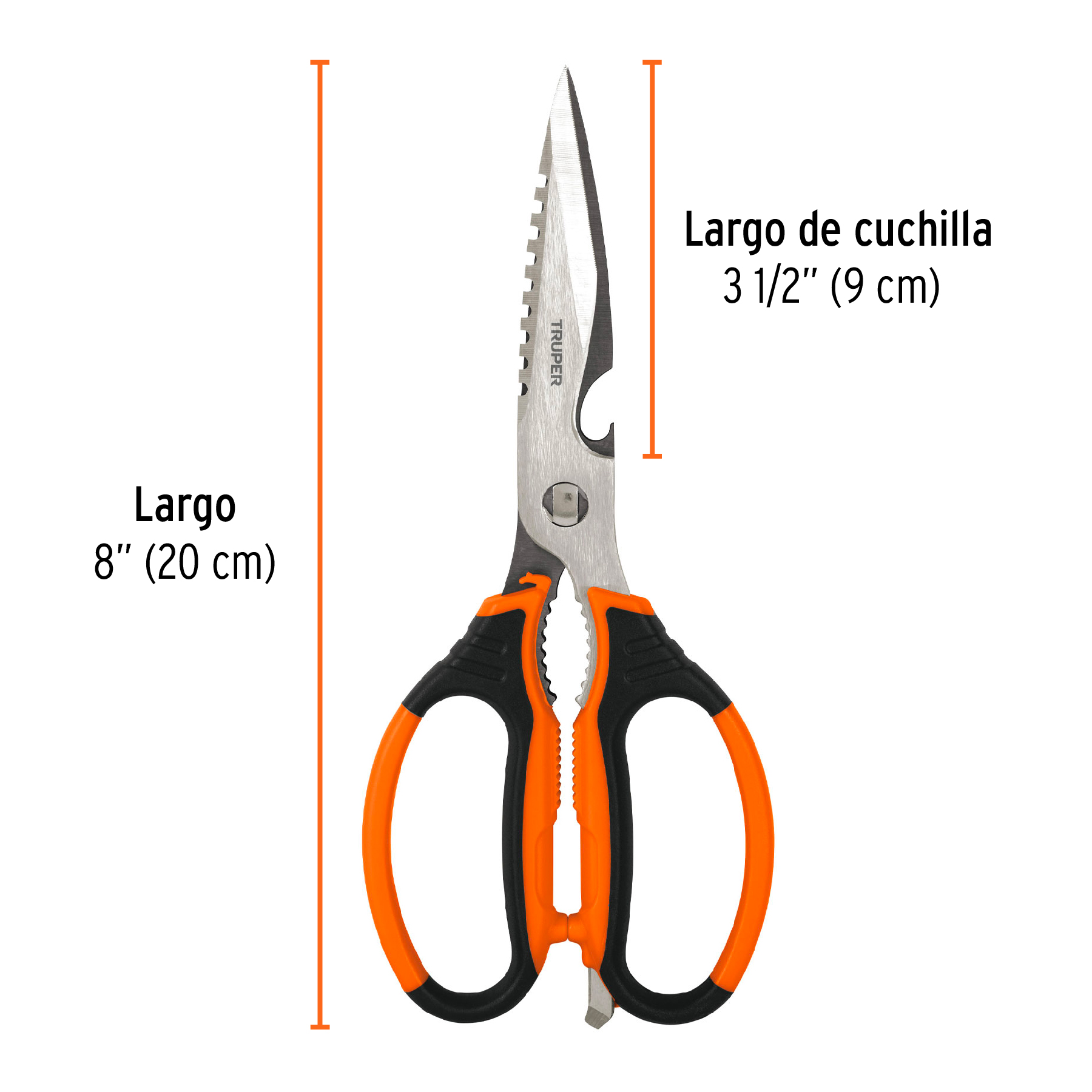 Tijera 8" multiusos de acero inoxidable, para cocina, TRUPER - Image 3