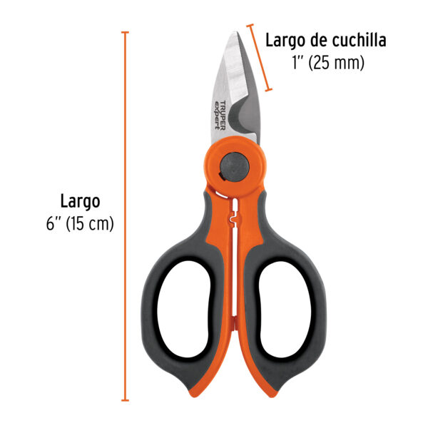 Tijera 6" de acero inoxidable para electricista, EXPERT - Image 2