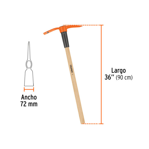 Talacho-pico 2.5 lb, mango de madera 36", Truper - Image 2