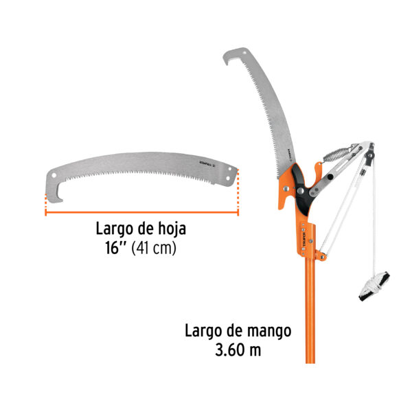 Cortador de ramas altas mango telescópico 3.6 m fibra vidrio - Image 2