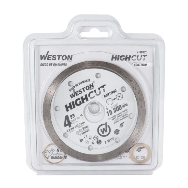 DISCO DE DIAMANTE RIN CONTINUO 4" HIGHCUT WESTON
