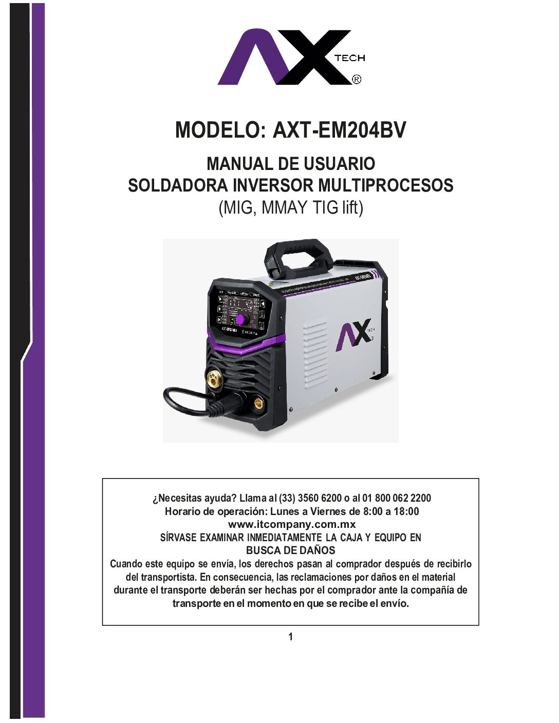 INVERSOR SOLDADORA MICROALAMBRE, GAS/NO GAS, ELECTRODO Y TIG LIFT AXTECH - Image 8