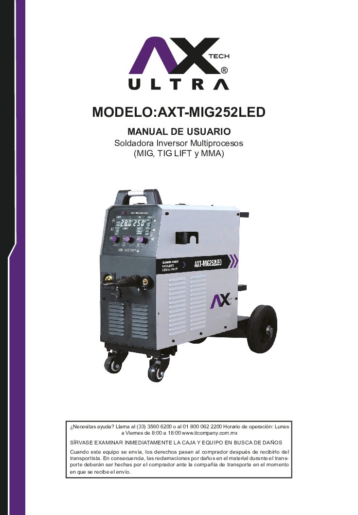 AXT-MIG252LED INVERSOR SOLDADORA MIG/MAG/MMA 250A - 220V/2F TIG-LIFT C/ANTORCHA MIG25 AXTECH - Image 10