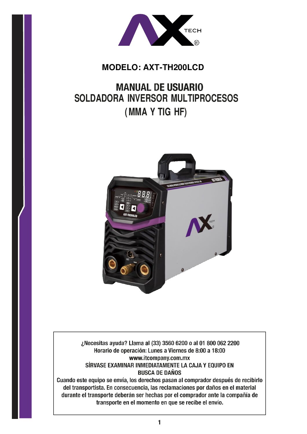 MAQUINA DE SOLDAR INVERSOR TIG ALTA FRECUENCIA (HF)/MMA BI-VOLTAJE AC/DC AXTECH - Image 8