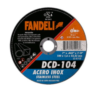 DISCO DE CORTE  7" X 1/16 X 7/8  (ACERO INOX) DCD-104 FANDELI