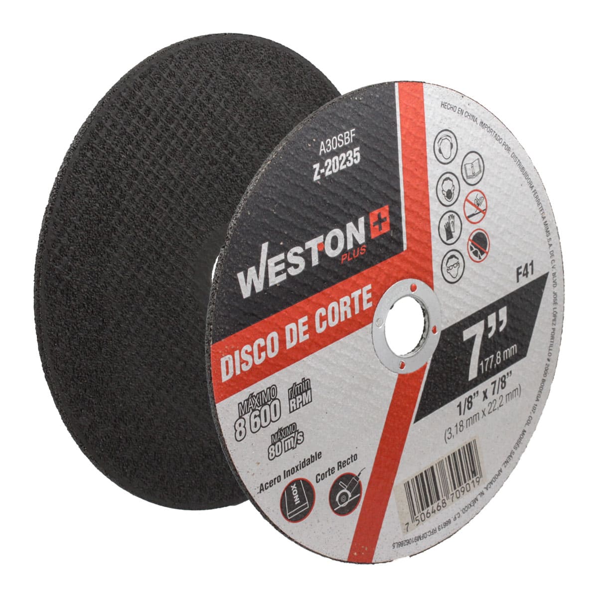 DISCO D/CORTE P/INOX. 7" x 1/8"(3.17) x 7/8" F41