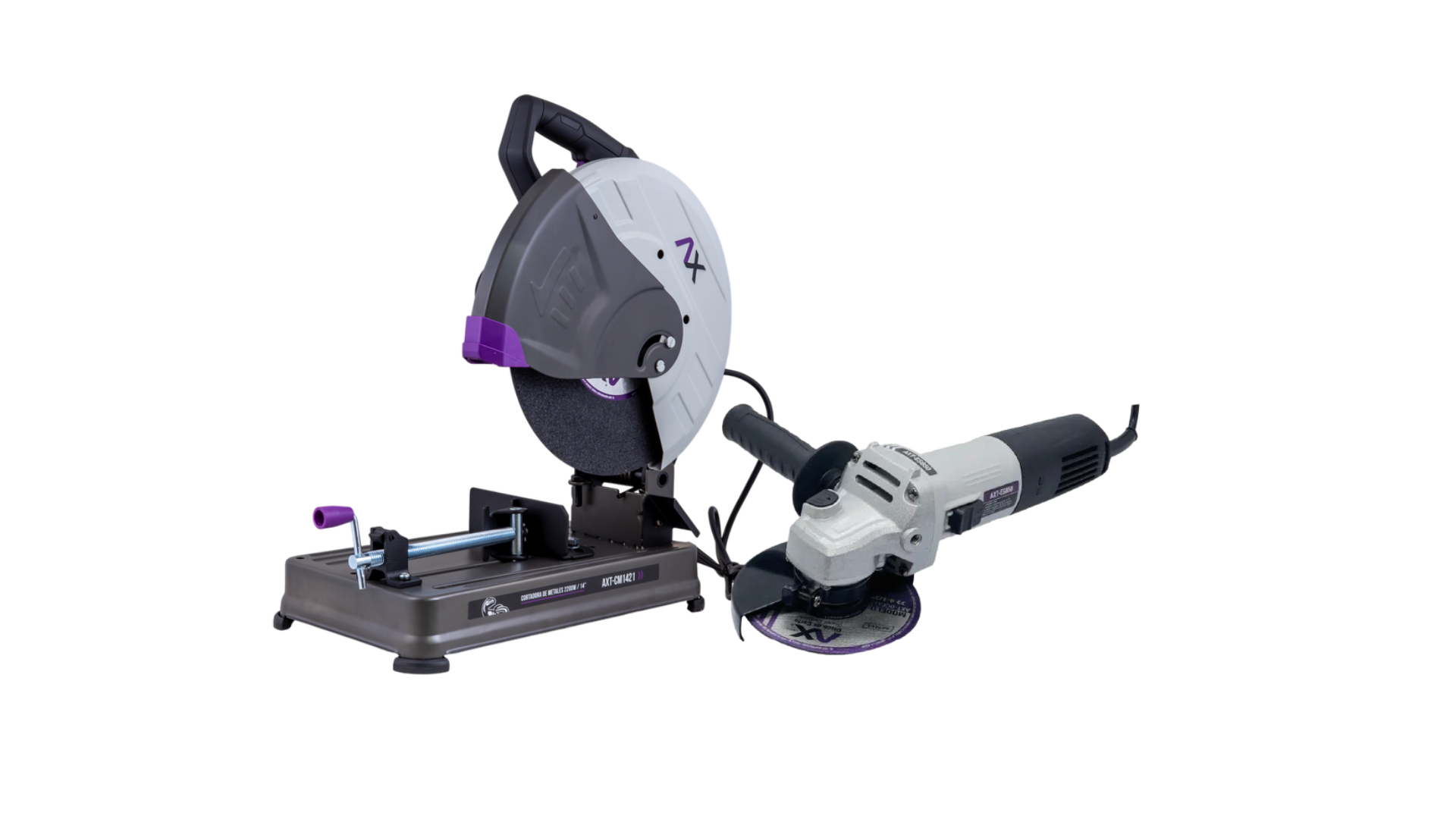 COMBO CORTADORA DE METAL 14″ 2200W + MINIESMERILADORA ANGULAR 4-1/2 120V 850W