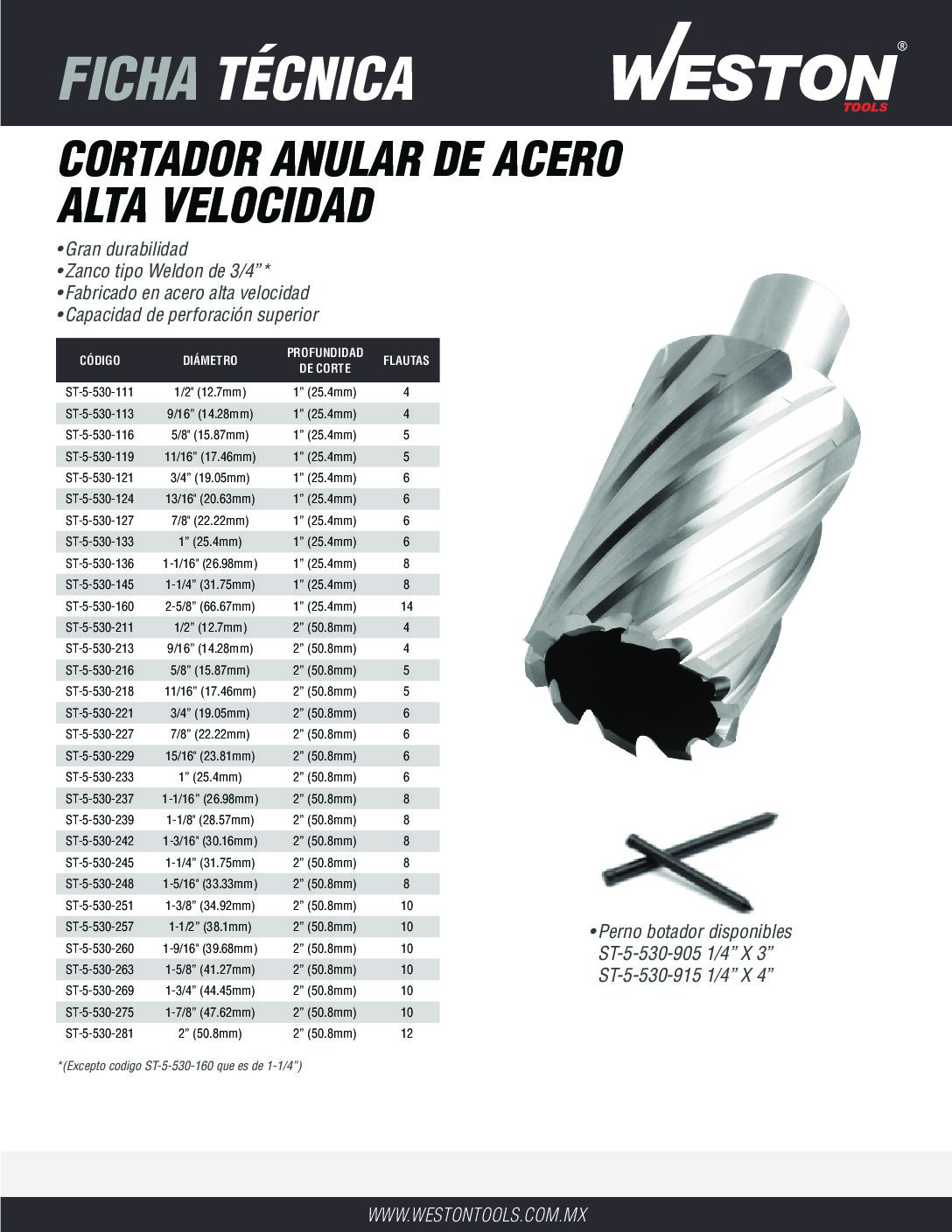CORTADOR ANULAR A.V. 9/16" X 1" ST-5-530-113 WESTON - Image 4