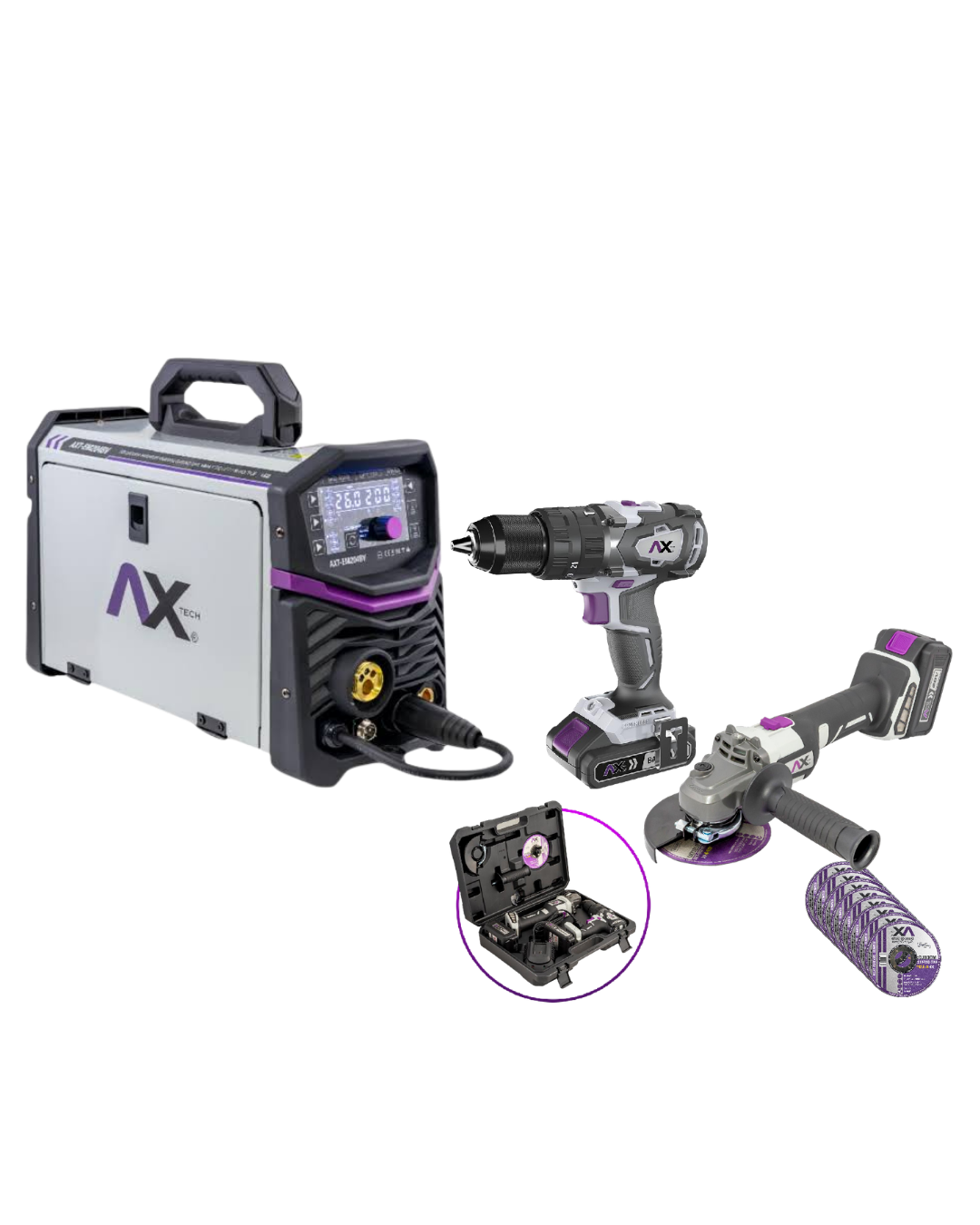 COMBO INVERSOR SOLDADORA MIG/MAG/TIG LIFT, 200A BIVOL C/PANTALLA LED LIFT-TIG + (AXT-KITER20V) AXT-EM204BV-C3 AXTECH